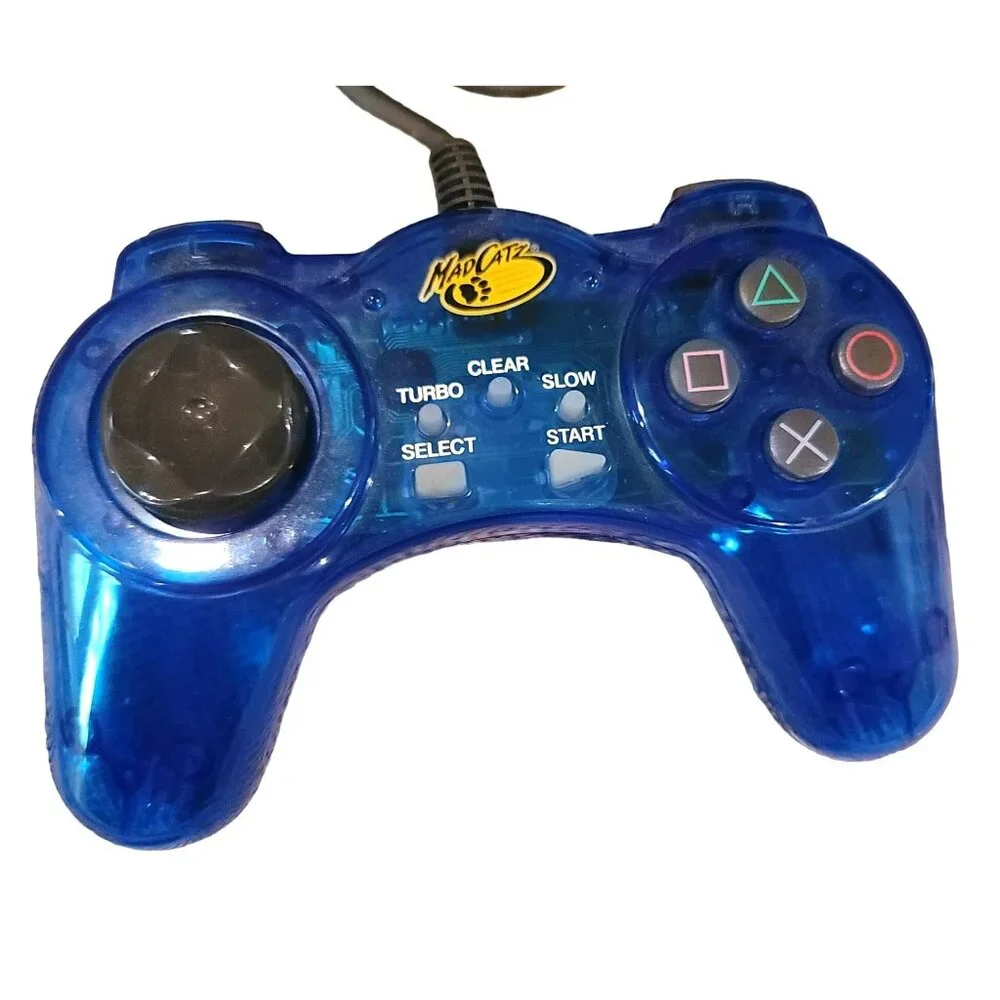 Xbox Mad Catz Controller Blue and Memory Cubes Lot Video Games Untested GA106